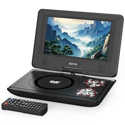 SQQBZZ 11.5"" Portable DVD Player with 9.5"" Swivel Screen, 5-Hours Rechargeable Battery,Car DVD Player with Extra Carrying Bag,Support CD/DVD/SD Card/USB,Regions Free,Dual Speakers,Black