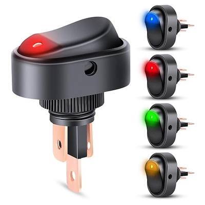 Nilight 5PCS LED Lighted Rocker Switch 12V Illuminated ON Off Toggle Switches 30A 3Pin SPST Oval Shaped 12mm Hole Red Yellow Blue Green for Car Truck RV Motorcycles Marine Boats
