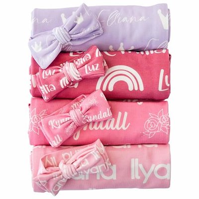 Personalized Newborn Swaddle Set with Hat, Baby Gift