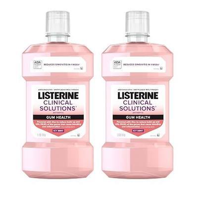 Listerine Clinical Solutions Gum Health Antiseptic Mouthwash, Antigingivitis & Antiplaque Oral Rinse Kills Germs for Healthier Gums, Reduces Gingivitis in 1 Week, ICY Mint, Twin Pack, 1 L, 2 Pack