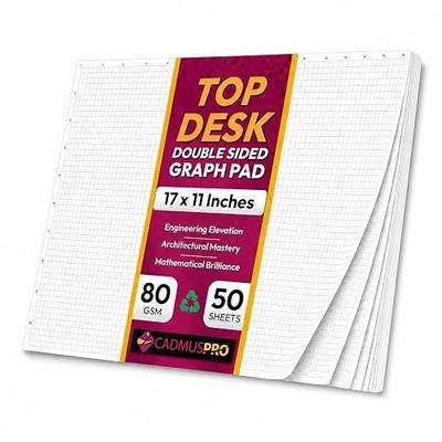 17x11 Ledger Graph Paper Desk Pad, 50 Sheets/100 Pages, 1/4 Grid | Double-sided 17x11 ledger graph paper, 1/4 inch quadrille grid, 80 GSM sheets for drafting, engineering and math