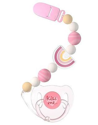 Aori Pacifier Clips for Rebron Baby Dolls Pacifier Holders Silicone Paci Clips with Magnetic Paci -Pink