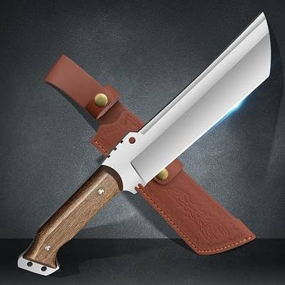 SXDGS 13.8 inch Outdoor Hunting Knife with Sheath Fixed Blade Knives Survival Machete for Cutting Trees, for Yard Work and for Bushcrafting Machetes Sickle.