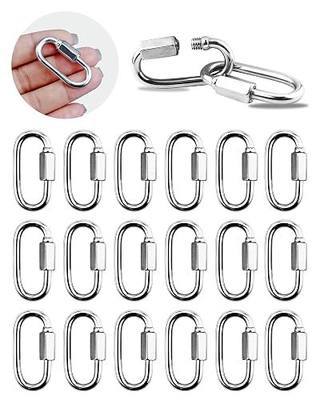 20 Pack Alloy M3.5 Chain Link, 1/8 Inch D Shape Locking Quick Chain Repair Links Pets Keychain for Outdoor Traveling Equipment