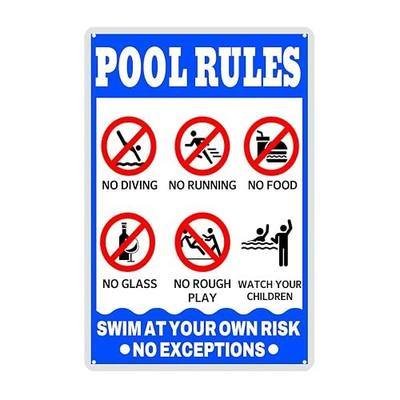 Pool Rules Signs Outdoor Pool Tin Sign Swim At Your Own Risk No Exceptions Personalized Swimming Pool Rules Decor Warning Metal Sign Vintage Water Park Safety 12x8 Inch