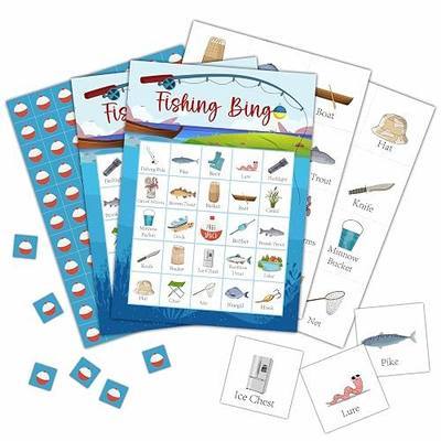 Fishing Bingo Cards, Camp Let's Go Fishing Bingo Games for 24 Players, Camping Party Games for Family Friends Large Group Activities, Fishing Party Favors Supplies Decorations(30)