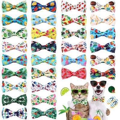 Talltalk 30 Pcs Hawaiian Dog Collar Bow Ties Bulk Summer Puppy Bowtie Seasonal Pet Accessories Collar Charms Detachable Attachment Puppy Bows for Small Medium Large Dog Cat Grooming Pet Costume