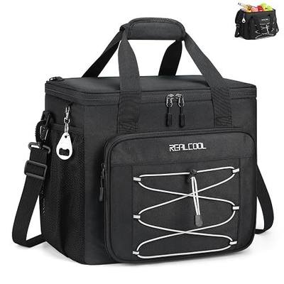 RealCool 35/45 Can Collapsible Soft Cooler Bag, Leakproof Ice Chest | 24h Cold (With Ice), Multi-Pockets, 5-Layer Insulation,Perfect For Lunch,Camping, Picnics, Beach, Road Trips, Work,Kayaking