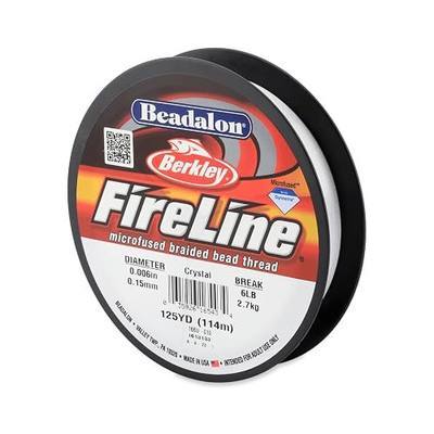 Beadalon FireLine Braided Beading Thread - 0.006", 6lb Test, Crystal, 125yd | Microfused Braided Construction, 4-10 lb Break Strength, Non-Stretch, Durable Bead Cord, Not a Fishing Line, Made in USA