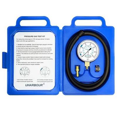 UHARBOUR LP Gas Manometer Pressure Tester 0-35" W.C, 1/8" NPT | Barbed Connection Fitting with 40" Hose for LP Gas Testing