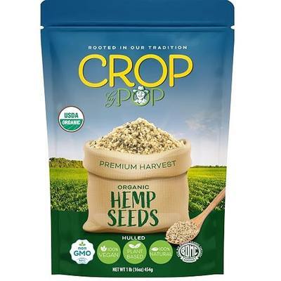 CROP BY POP - Organic Hemp Seeds To Eat (16 Oz - 1 LB) | Shelled Hulled Hemp Hearts Packed Fresh in Resealable Bag - USDA Organic, Non GMO - Naturally Grown, Vegan, Kosher