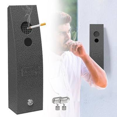 Wall mounted Cigarette Butt Disposal,Receptacle,Ashtray,Bin,Fireproof, Prevention of Waterlogging, Corrosion Resistant, Smokeless, Suitable for Park,Outdoor,Offices,Smoking Areas.Grey