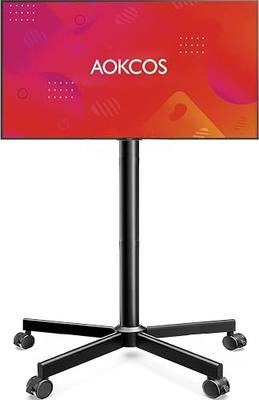 AOKCOS Rolling TV Stand - Mobile TV Stand on Wheels for 32-65 inch Flat/Curved TVs with Tilting, Height Adjustment Portable Rolling TV Cart Hold up to 88 Lbs for Livingroom, Bedroom, Office, Outdoors