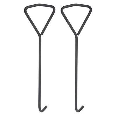 HARFINGTON 2pcs 15.8" Manhole Hook Versatile Manhole Cover Lifter Heavy Loading Carbon Steel Lid Puller with Rotated Handle for Manhole Covers & Storm Drain Cover, Black