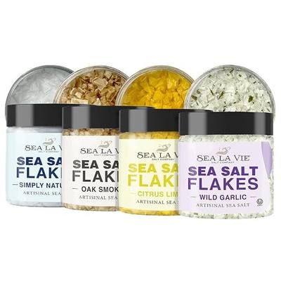 Sea La Vie, Salt Flakes, Set of 4 x 3.5 oz, Variety Pack, Kosher Handcrafted Gourmet Flakey Finishing Salt Pyramids from the Mediterranean Sea