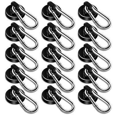 DIYMAG Magnetic Hooks,Black 15 Pack 70LBS Heavy Duty Magnet Hooks | Neodymium Strong Swivel Carabiner Magnet Hooks with Swivel Carabiner,Great for Your Refrigerator and Magnetic Surfaces