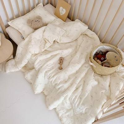 Muslin Baby Quilt Crib Blanket Toddler Comforter for Girls Boys| 2 Layer Cotton Muslin| Soft Breathable| 47"x59", 1.5 Pounds| Sheep Pattern | Machine Washable