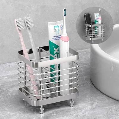 Luxspire Toothbrush Holders for Bathroom, Stainless Steel, 2 Slots, Silver | Wall Mounted ,Electric Toothbrush Holder, Toothbrush and Toothpaste Holder, Bathroom Organizer Essentials