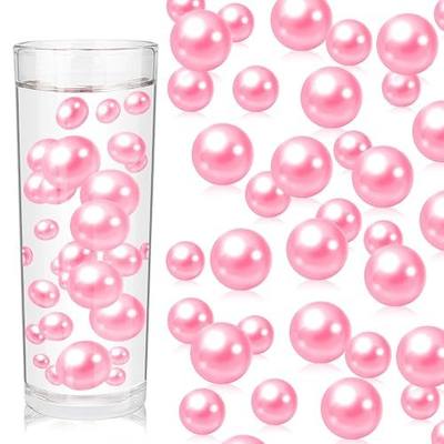 100PCS Pink Faux Pearls Beads for Centerpiece Vases, Vase Filler Faux Pearls, No Holes Filler Beads for Party Anniversary Valentine's Day Wedding Table Decor, 14/20/30mm