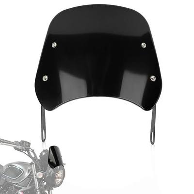 PSLER Motorcycle Front Universal Windshield Windscreen Wind Deflector Fairing Front Flyscreen with Headlight Mounting Bracket Universal for Motorbike with 5"-7" Headlight Headlamp | Wind deflector blocks wind & debris, enhance rider comfort. Universal for 5"-7" round headlamps. Durable, easy mount.