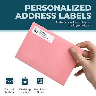 Personalized Return Address Labels - Custom Monogram Address Stickers on Sheets (100-1000 Labels)