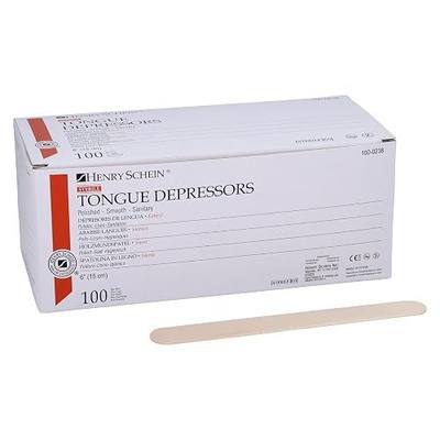 Henry Schein Sterile Wood Tongue Depressor, 6", Adult, Disposable, 100 Ct | Splinter-Free Wood, Suitable For Medical, Dental, Veterinary, First Aid, Laboratory, Beauty, and Arts and Crafts Applications