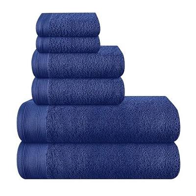 BELIZZI Home Ultra Soft 6 Pack Cotton Towel Set, Contains 2 Bath Towels 28x55 inch, 2 Hand Towels 16x24 inch & 2 Wash Cloths 12x12 inch, Ideal Everyday use, Compact & Lightweight - Navy Blue