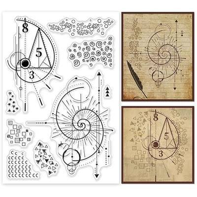 GLOBLELAND Fibonacci Texture Background Clear Stamps for Cards Making Creative Science Clear Stamp Seals Transparent Stamps for DIY Scrapbooking Photo Album Journal Home Decoration
