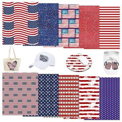 Tintnut American Flag Sublimation Transfer Paper 10 Sheets 12"x10" | USA flag sublimation transfer paper,work easy on cut,weed & transfer,stretchy & washable,for independence day crafts DIY