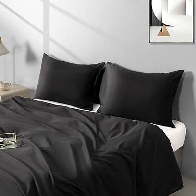 Standard Size Zipper Pillow Cases Set of 2,Black,20x26 Inches | Soft Comfortable, Not Shrink, Breathable Luxury