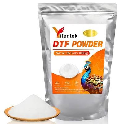 DTF Powder - 1000g / 35.3oz White Digital Transfer Hot Melt Adhesive, DTF PreTreat Transfer Powder for All DTF and DTG Printers, DTF Hot Melt Adhesive Powder for All Fabric, 2.2LB