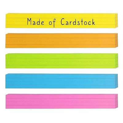 Chell 3x24 Inch Colored Sentence Strips Cardstock, 5 Colors, Pack of 100 | Heavyweight, Word Learning Strips, Handwriting Practice Tools, Teacher Supplies, Bright Colors