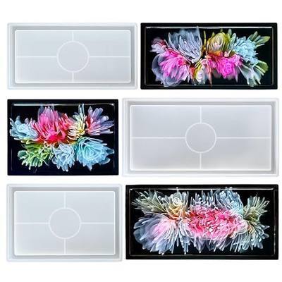 3Pcs Resin Tray Molds – Rectangle Coaster Mold Set | Versatile silicone mold for epoxy resin, concrete, trinket dishes & home decor. Reusable, easy demolding.