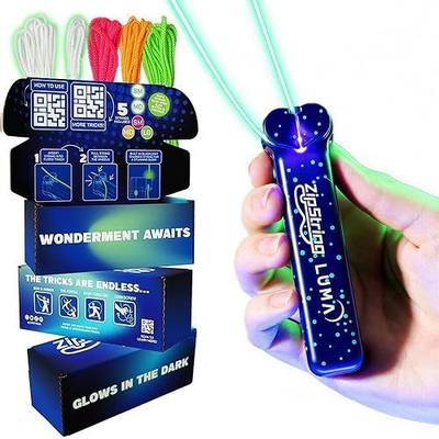 ZipString Luma Glow-in-The-Dark String Toy | Patented, Flies a Loop of String, Creates Endless Shapes and Tricks, Built-in LED for Glowing Fun