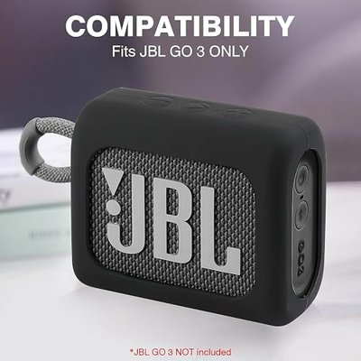 Silicone Case Compatible with JBL GO 3 Portable Bluetooth Speaker Scratch-Resistant Carrying Case with Carabiner and Lanyard (Mint Green)