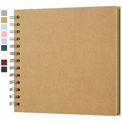 Yopih 7x7 Inch DIY Scrapbook Photo Album, Hardcover Kraft Paper Acid-Free, 20 Sheets (40 Pages), Lay Flat & Cover Customizable Memory Book for Weddings Anniversaries Guest Book Baby Family Travel