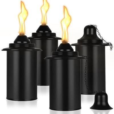 12oz Torch Replacement Canisters, Torch Refillable Canisters Bamboo Torch Fuel Can, Citronella Tabletop Torches Canister Outdoor for Patio Garden Decor, 4 Pack