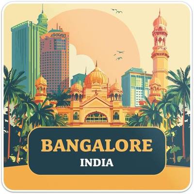Generic India Bangalore City Sticker - Vinyl Waterproof Decal Quirky Gift Idea for Car, Laptop, Wall, Window, Book Cases, Water Bottle, Bumper Sticker Size - 3'' Longer Side
