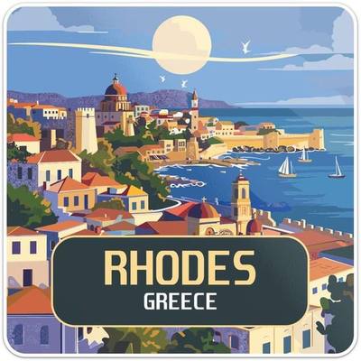 Generic Greece Rhodes City Sticker - Vinyl Waterproof Decal Quirky Gift Idea for Car, Laptop, Wall, Window, Book Cases, Water Bottle, Bumper Sticker Size - 5'' Longer Side