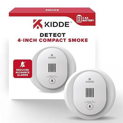 Kidde Compact Smoke Detector, AA Battery-Powered, 10SDR | 4-Inch Smoke Alarm with LED Status Lights, Loud 85 dB Alarm, Ideal for Homes and Small Spaces