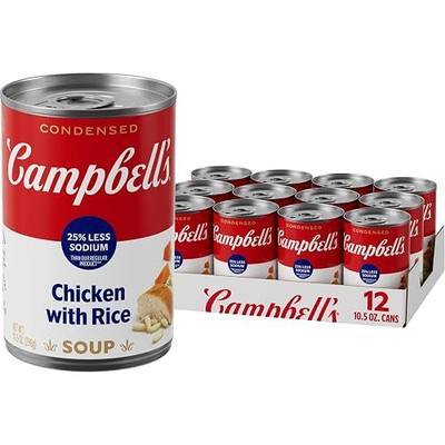 Campbell's Condensed 25% Less Sodium Chicken and Rice Soup, 10.5 oz Can (Case of 12)