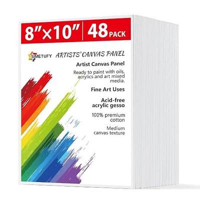 Simetufy 48 Pack 8 x 10 inch Canvas Boards for Painting Canvas Panels | Gesso Primed Acid-Free 100% Cotton for Acrylics Oil Watercolor Tempera Paints