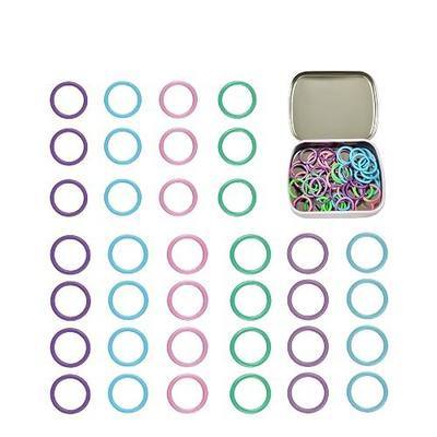 Wonafa 50Pcs Round Metal Stitch Markers,Metal Colorful Crochet Stitch Markers,with Storage Box for Crocheting Clothing Tag DIY Craft Project (Orbicular-50Pcs)