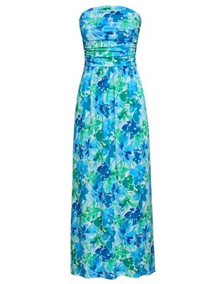 GRACE KARIN Women Strapless Dress Casual Loose Ruched Long Maxi Dress with Pockets