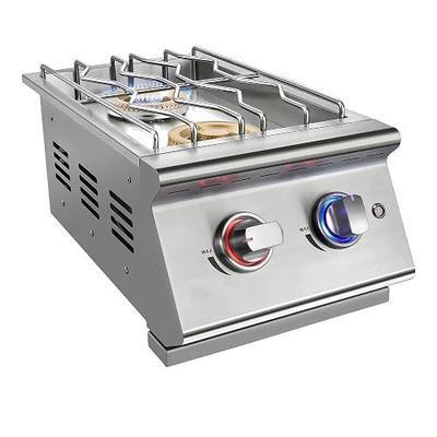 Livory Double Grilling Side Burners for Outdoor Kitchen, 2 * 17,000BTU Liquid Propane Burners, Convertible to Natural Gas, Duty Heavy 304 Stainless Steel, Built-in Side Burner for BBQ Island Grill