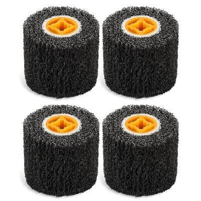 Rocaris 4 Pack 40 Grit Abrasive Drum Paint and Rust Remover, 4.5" x 4" | Abrasive Wheel Wire Drawing Polishing Wheel for Wood Metal Surface Polishing