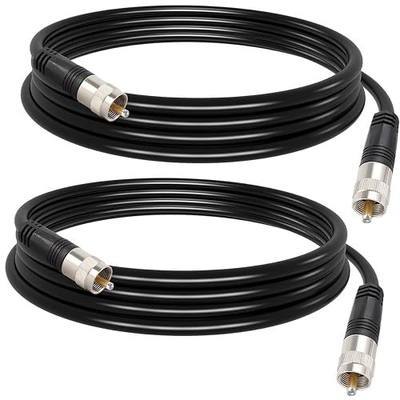 exgoofit RG8X Jumper Cable 6ft, 2 Pack PL259 Coaxial Jumper, CB Coax Cable for CB Radio, HAM Radio, VHF Radio, SWR Meter, Antenna Analyzer