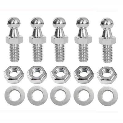 10mm Ball Studs, M6 x15mm Ball Screws 6MM Female Thread x 1/2" Long Shank for Gas Struts Lift Support Strut Fitting with Hardware, Pack of 5 (Silver)