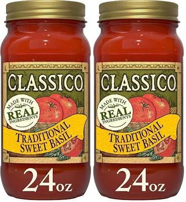 Classico Traditional Sweet Basil Tomato Spaghetti Pasta Sauce (24 Oz Jar) (Pack of 2)
