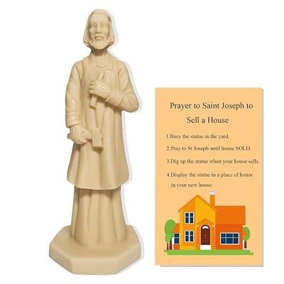 St Joseph Saint Joseph Statue for Selling House Kit Figurine Resin Protecting Home with Instruction Prayer Complete Set Solid 4.7" Beige